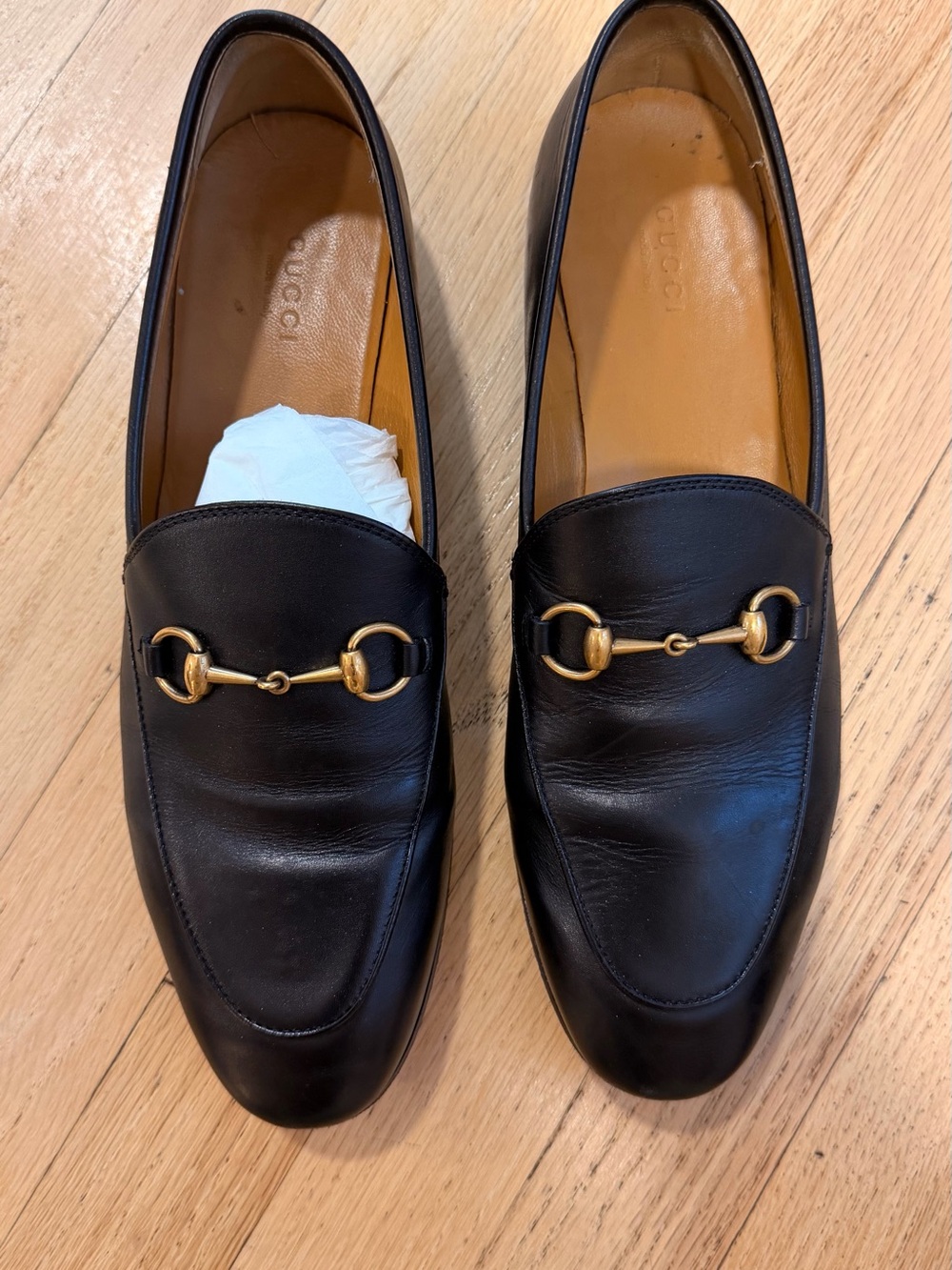 Gucci Black Leather Horsebit Loafers